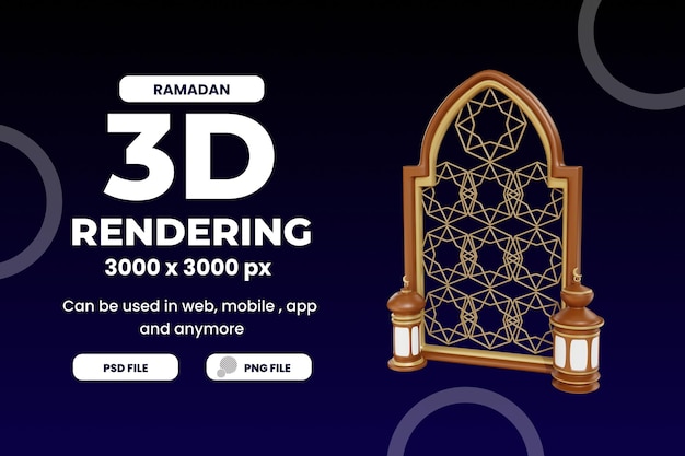 PSD 3d rendering ornament arabic ramadan illustration object premium psd