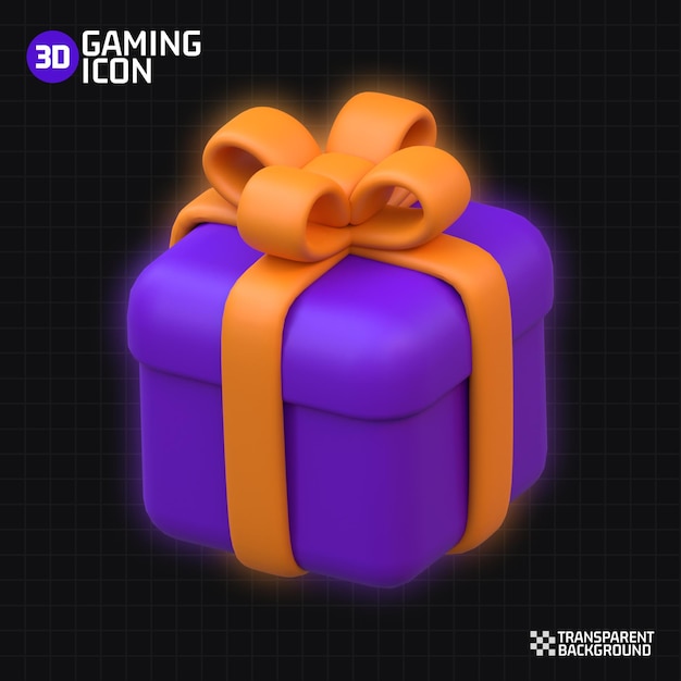 3d-rendering paarse cadeau gaming pictogram