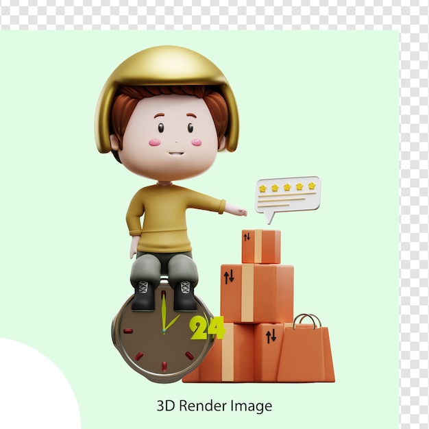 3d rendering of package delivery courier illustration