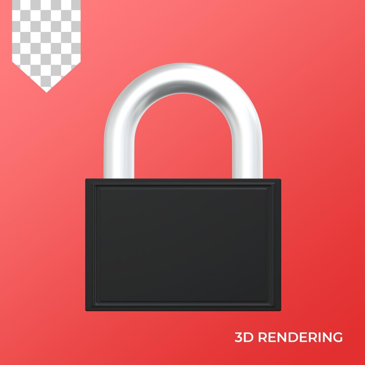 PSD 3d rendering padlock icon premium psd