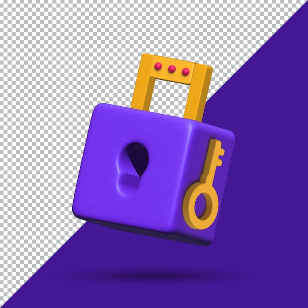 PSD 3d rendering padlock icon