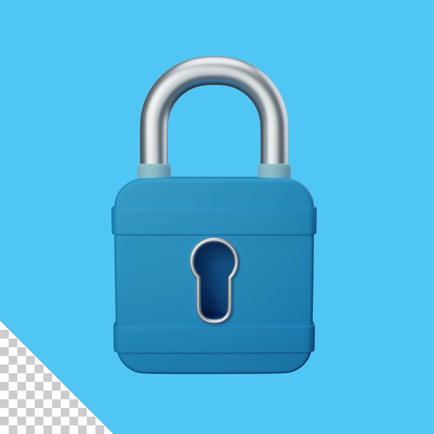 3d rendering padlock isolated useful for user interface apps and web design illustration