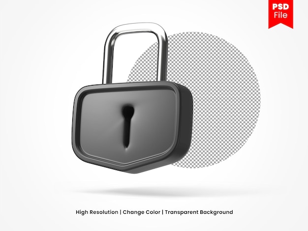 PSD 3d rendering padlock