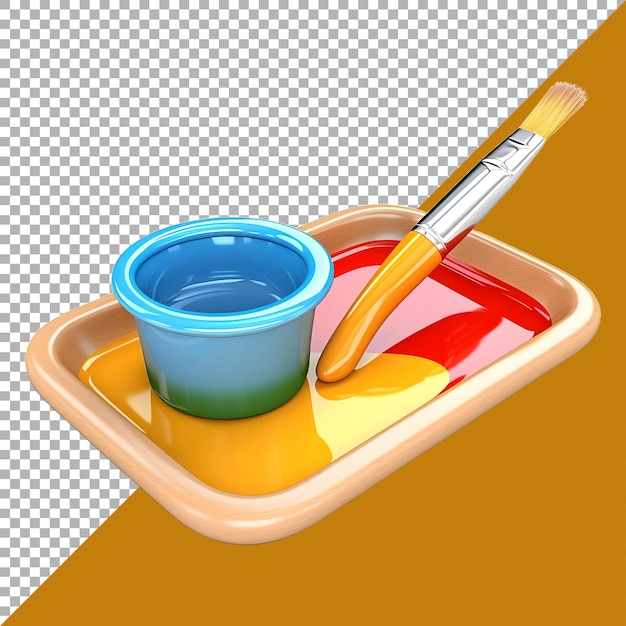 3d rendering of a paint brush with colorful paint heart on transparent background ai generated