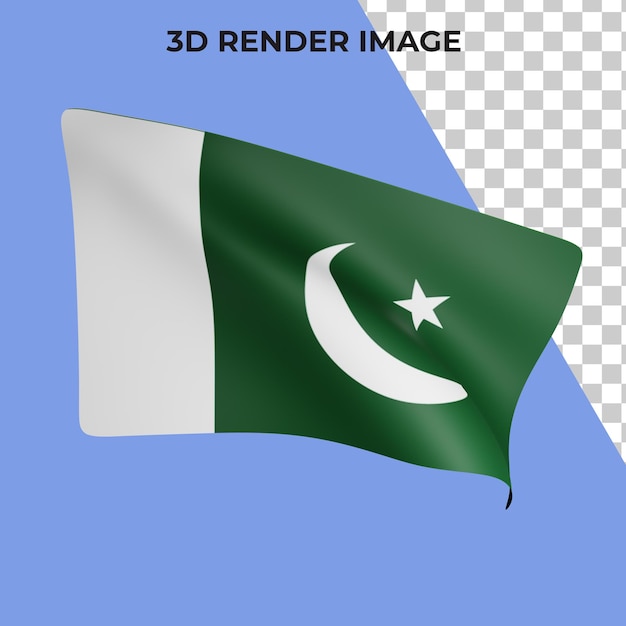 PSD rendering 3d del concetto di bandiera del pakistan giornata nazionale del pakistan