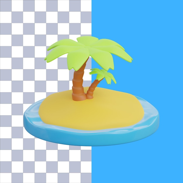 PSD 3d rendering of a palm tree summer icon