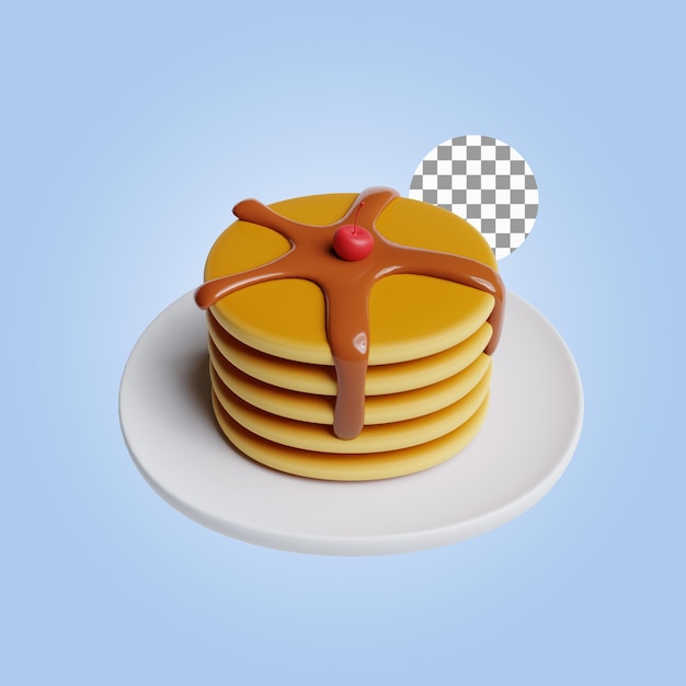 3d rendering pancakes stack illustration with a red and brown icing on it