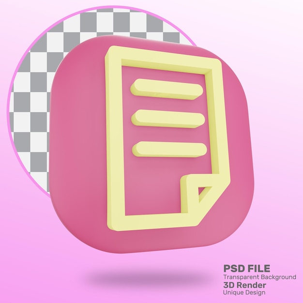3D-rendering papier pictogram premium psd