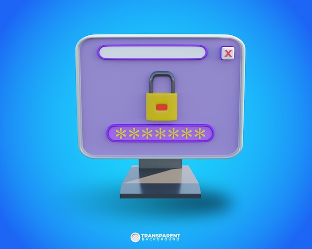 PSD rendering 3d blocco password