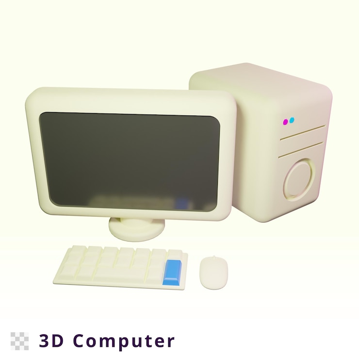 PSD 3d-rendering pc personal computer illustratie