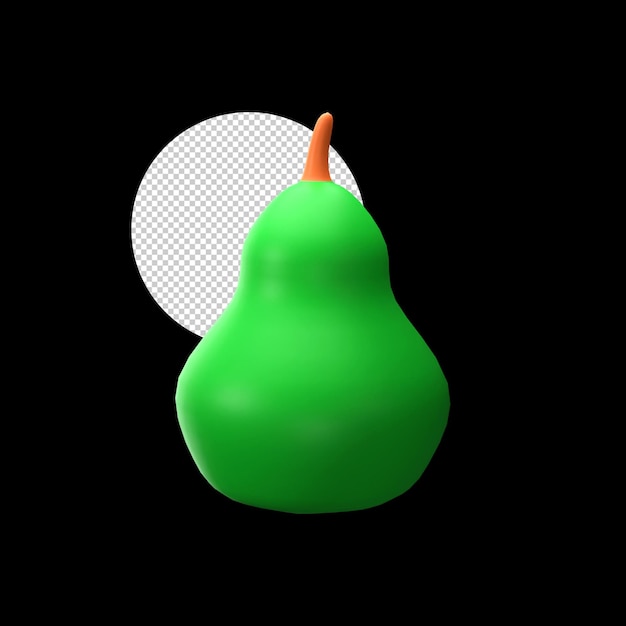 3d rendering pear against circle png black background