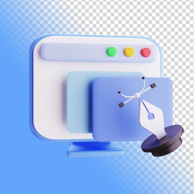 3d rendering pen icon illustration vector concept tools design