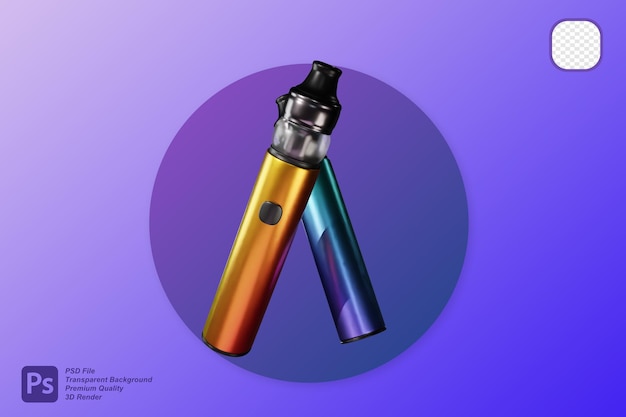 PSD 3d rendering of pen vape from 2 sides