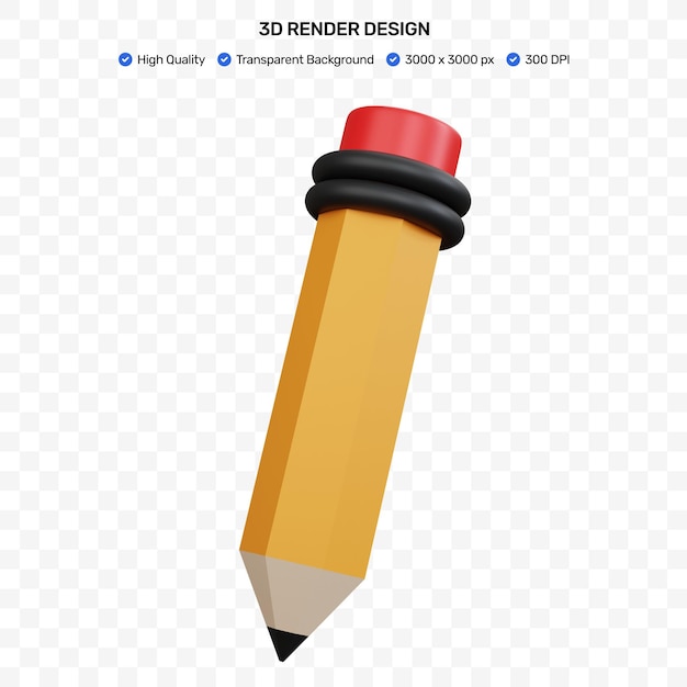 PSD 3d rendering pencil isolated