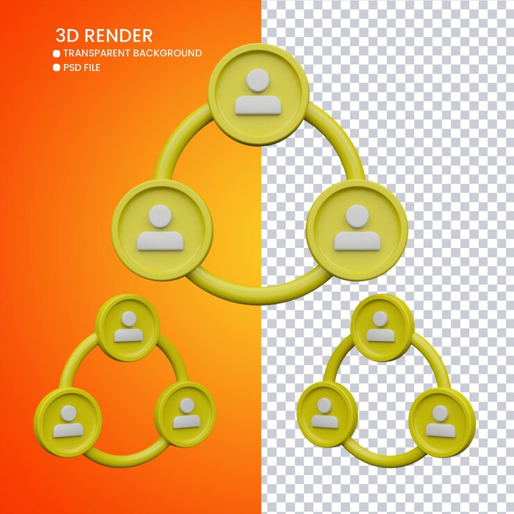 PSD 3d rendering of people icon for social media
