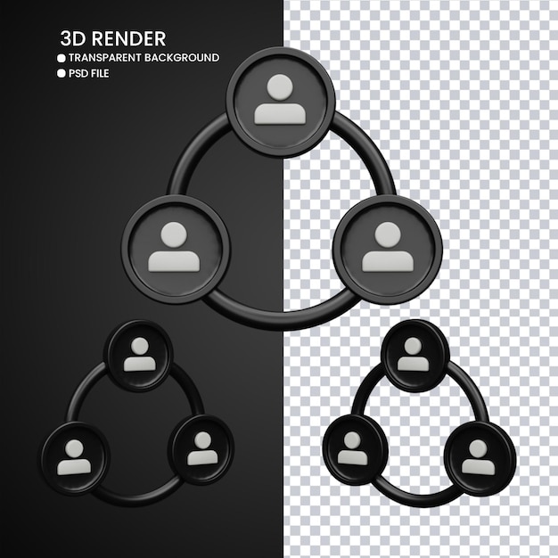 PSD 3d rendering of people icon for social media