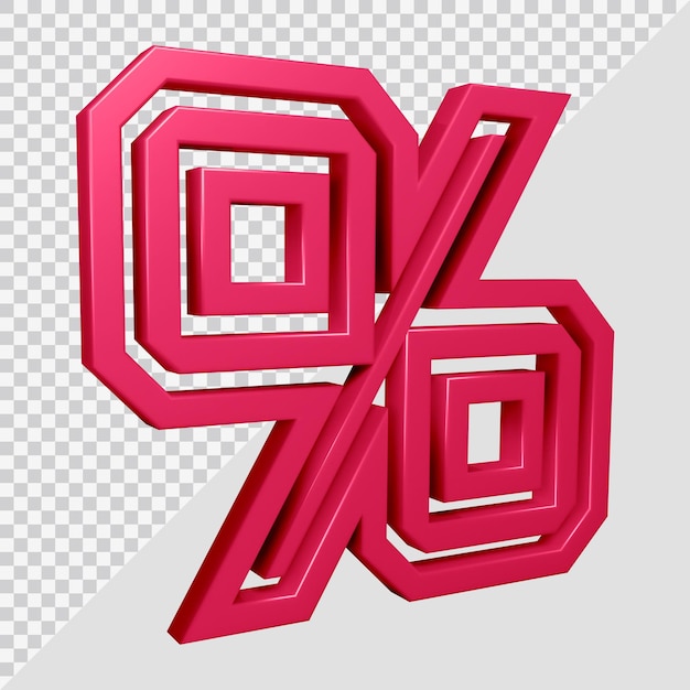 3d rendering of percent symbol