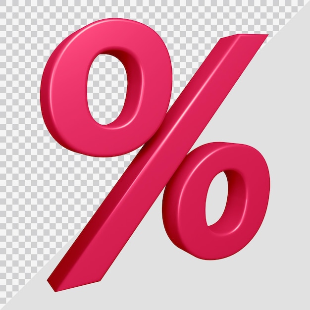 3d rendering of percent symbol