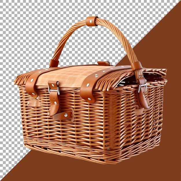 PSD rendering 3d di un cesto o di una scatola da picnic su uno sfondo trasparente