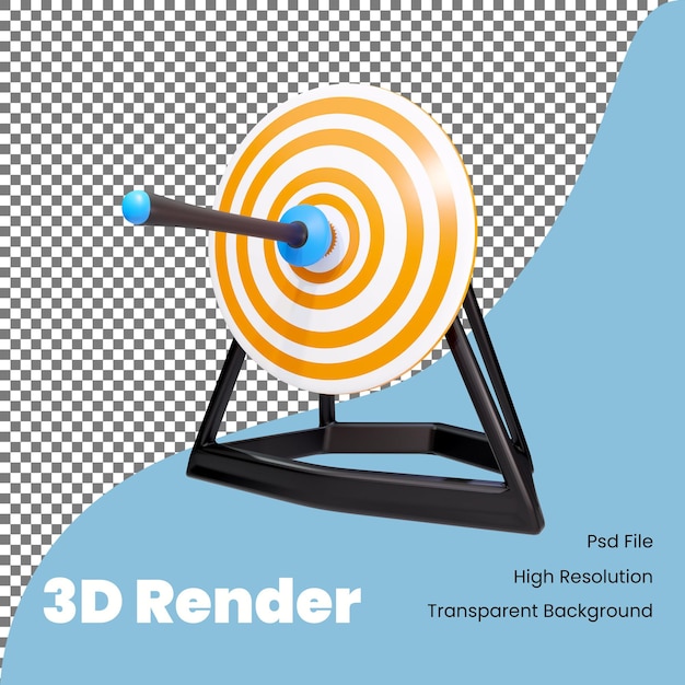 PSD 3d-rendering pijl op doel pictogram illustratie