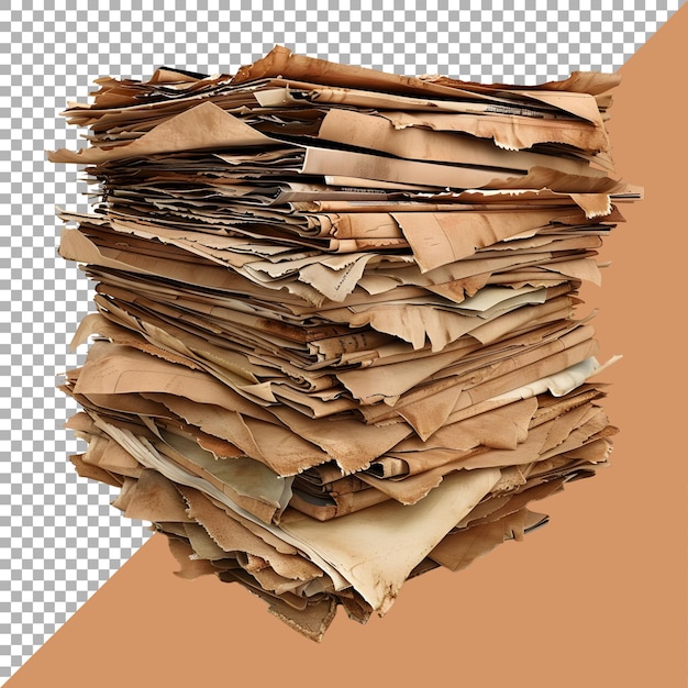 PSD 3d rendering of a pile of card board pieces on transparent background ai generated