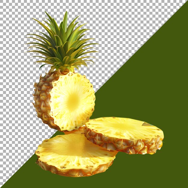 PSD rendering 3d di una fetta di ananas su uno sfondo trasparente generato da ai