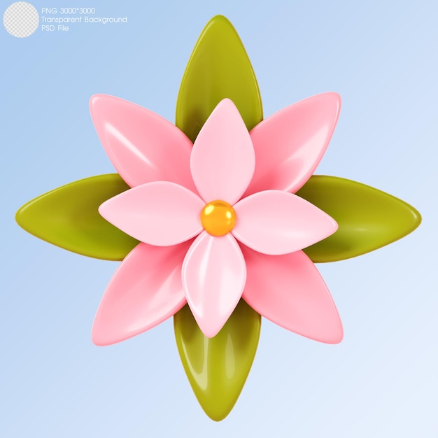 Rendering 3d fiore rosa isolato su sfondo