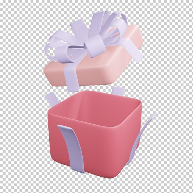 PSD 3d rendering pink gift box isolated