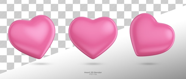 PSD 3d rendering of pink heart collection