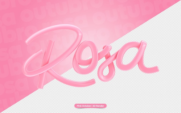 Rendering 3d di scritte rosa per la campagna di ottobre rosa