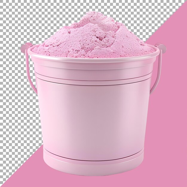 PSD 3d rendering of a pink plastic basket with pink salt in it on transparent background ai generated