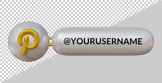 PSD 3d rendering of pinterest icon lower third