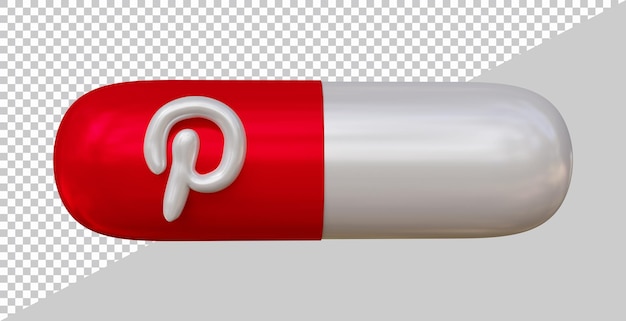 Rendering 3d del concetto di social media dell'icona di pinterest