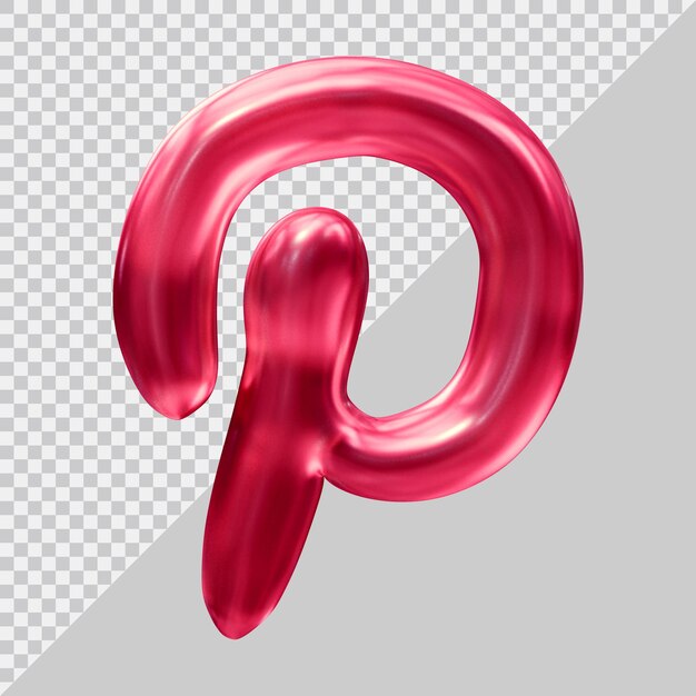 Rendering 3d del concetto di social media dell'icona di pinterest