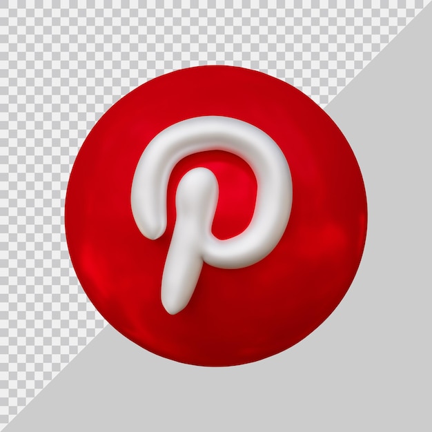 3d rendering of pinterest icon