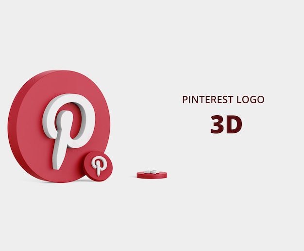 PSD 3d rendering of pinterest logo