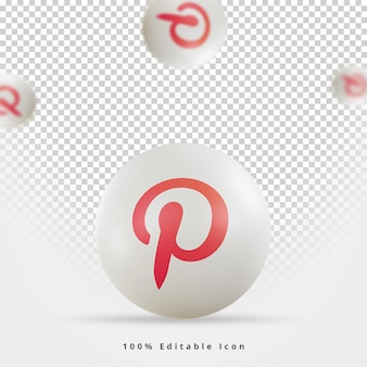 3d rendering pinterest social media icon