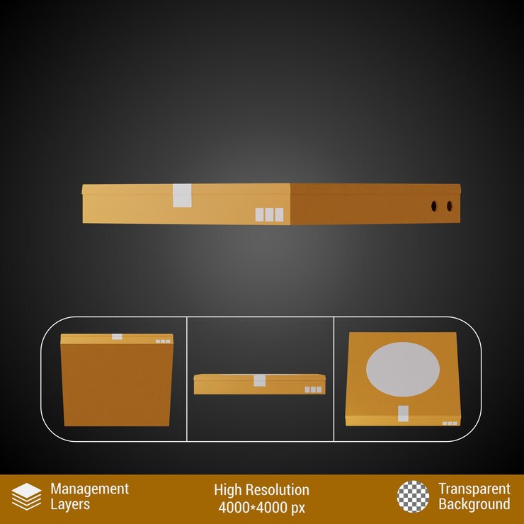 PSD 3d rendering pizza box close flat icon perspective various view