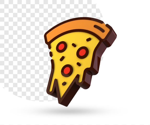 PSD 3d rendering pizza slice for social media design with transparent background