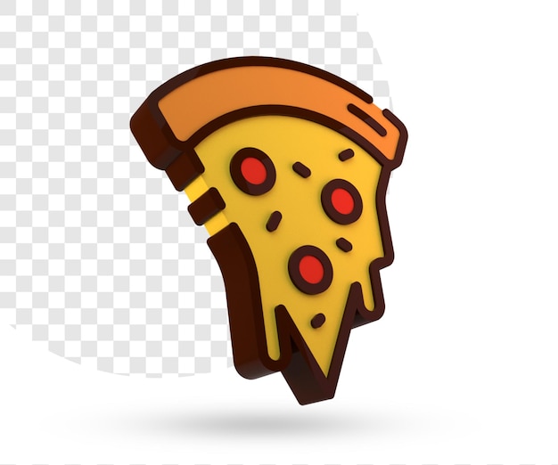 PSD 3d rendering pizza slice for social media design with transparent background