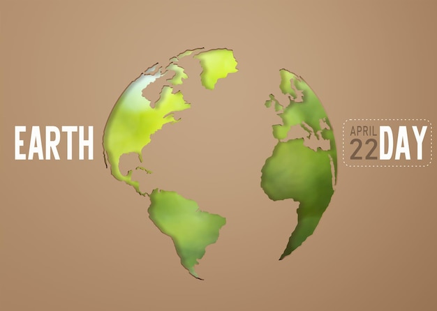 3D-rendering Planeet aarde pictogram eco papercut op bruine achtergrond Aarde dag concept