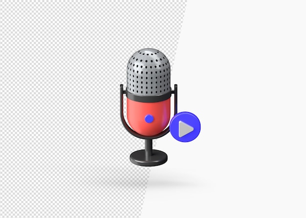 3d rendering play microphone isolated