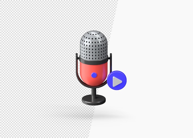 PSD Изолированный микрофон игры 3d рендеринга