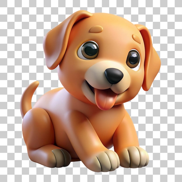 3D-рендеринг игривого щенка, гризущего собственную лапу, изолированного на прозрачном фоне