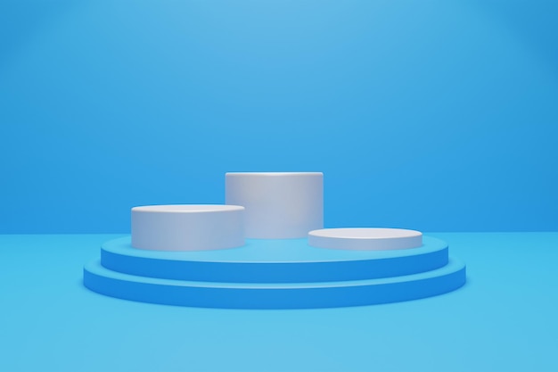 3d  rendering podium with blue and white color