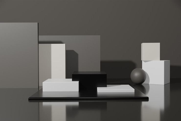 PSD 3d rendering podium with elegant style