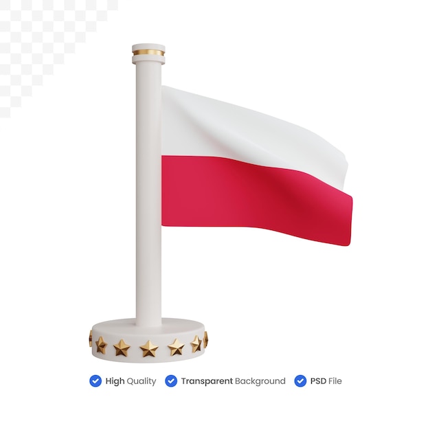 PSD rendering 3d bandiera nazionale polonia isolata