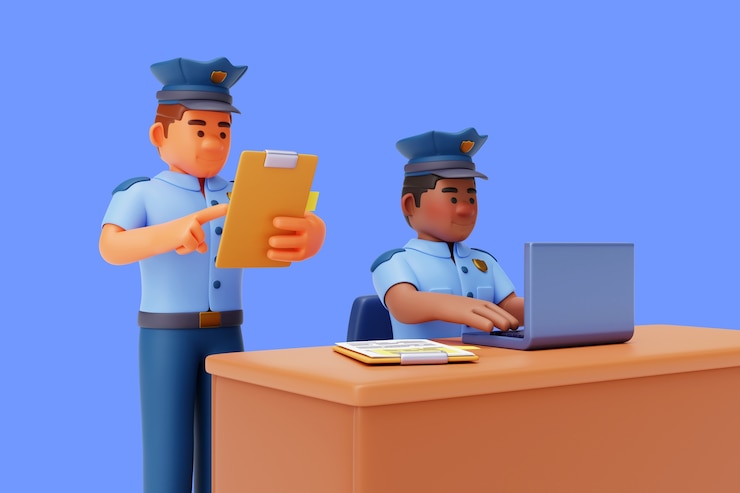 PSD पुलिस कैरेक्टर का 3d रेंडर