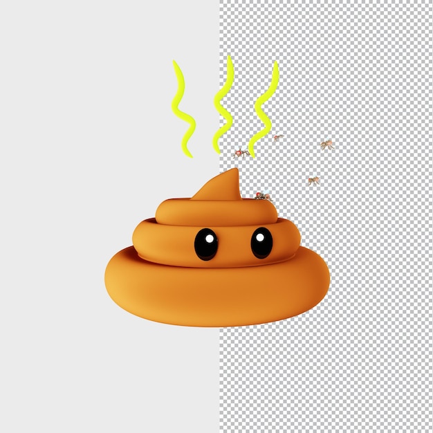 PSD 3d rendering poop with flies on it, psd . format