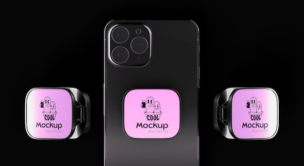 PSD 3d rendering of pop socket mockup